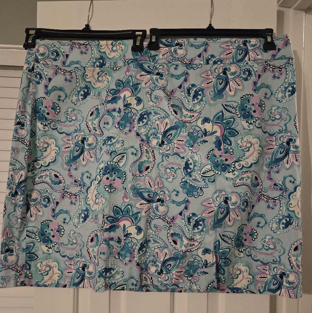 Talbots woman 24W blue paisley skirt